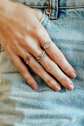 Pavé & Texture Silver Ring, White Rhodium, Premium Cubic Zirconia + Give Magic Gift